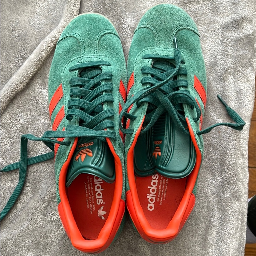 Adidas Gazelle Green and Red Sneakers